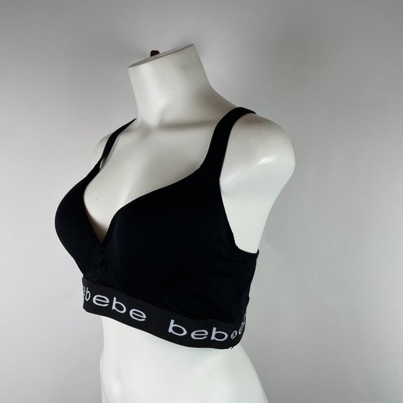 BEBE 3X PLUS SIZED Black logo sports BRA - Picture 2 of 5